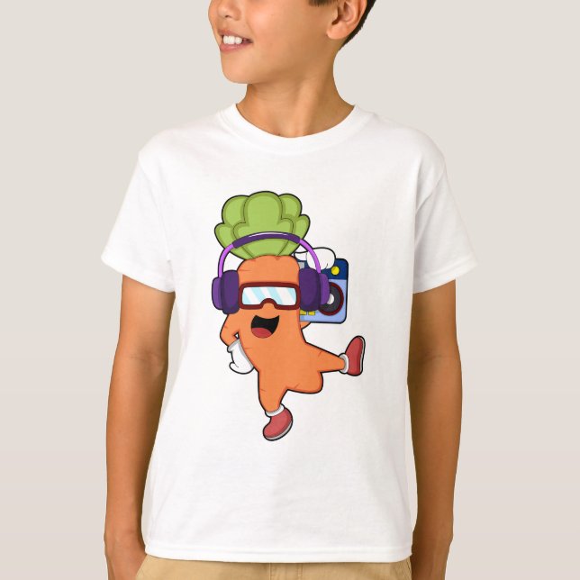 Carrot bei Musik mit Headphone T-Shirt (Vorderseite)