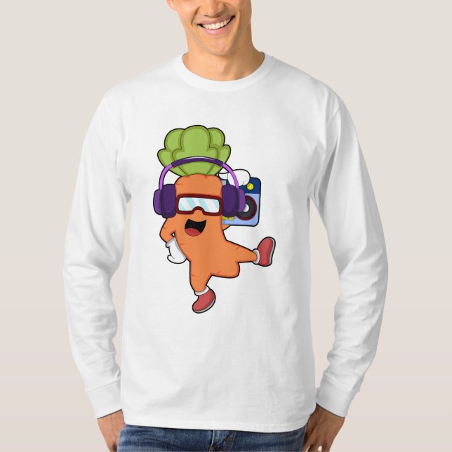 Carrot bei Musik mit Headphone T-Shirt (Vorderseite)