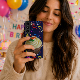 Carrot Cake Cupcake & Confetti Blue Samsung Galaxy Hülle