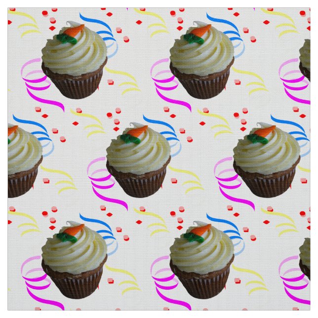 Carrot Cake Cupcake & Confetti Poly Weave Fabric Stoff (Muster)