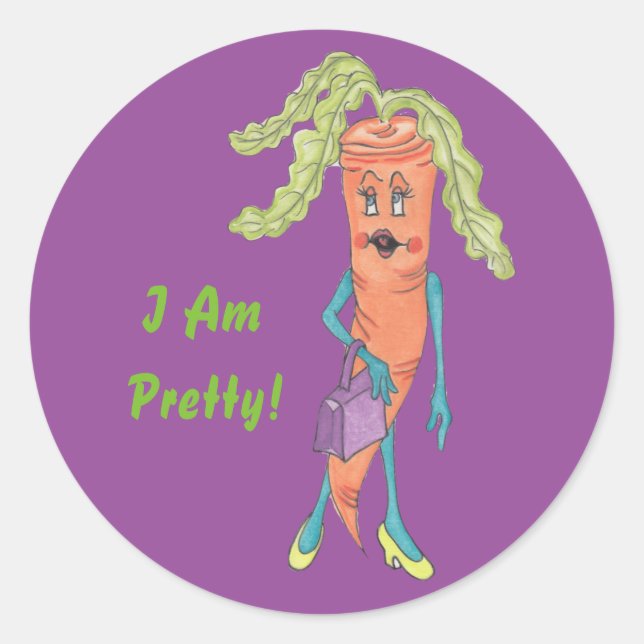 Carrot Cara Glossy Round Sticker (Vorderseite)