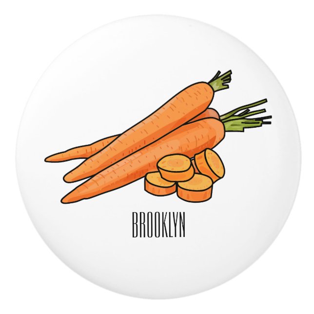 Carrot-Cartoon-Abbildung Keramikknauf (Vorderseite)