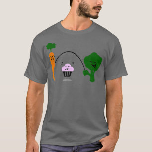 Carrot Cupcake Broccoli Funny Jump Fitness T-Shirt