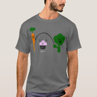 Carrot Cupcake Broccoli Funny Jump Fitness T-Shirt
