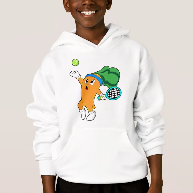 Carrot im Tennis mit Tennisschläger Hoodie (Vorderseite)