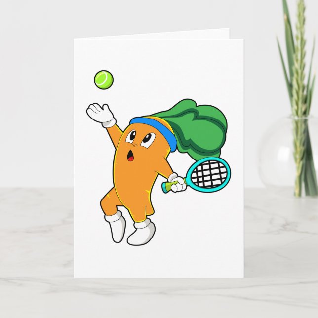 Carrot im Tennis mit Tennisschläger Karte (Vorderseite)