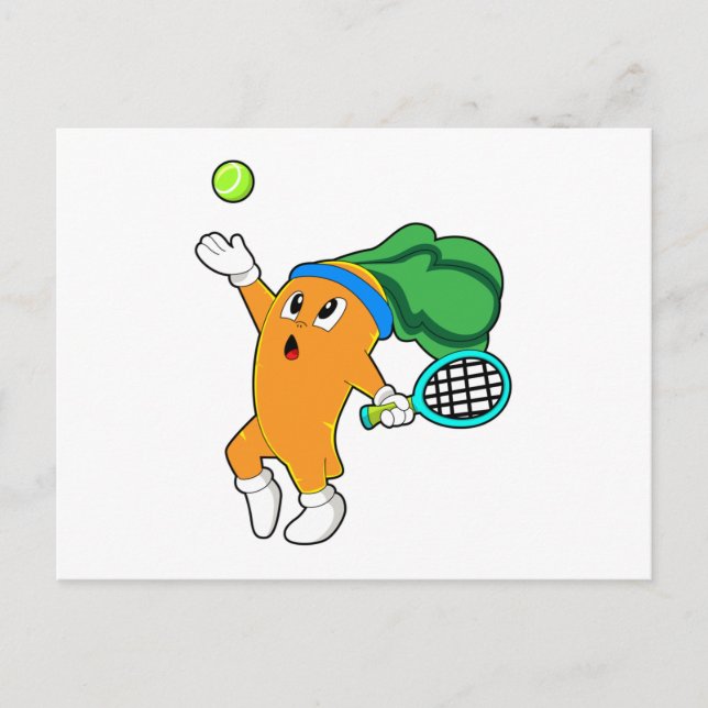 Carrot im Tennis mit Tennisschläger Postkarte (Vorderseite)