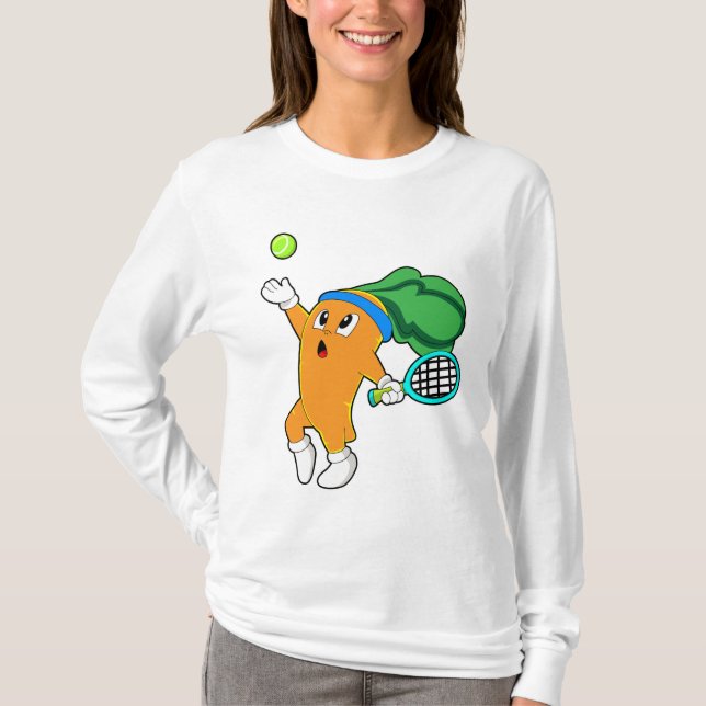 Carrot im Tennis mit Tennisschläger T-Shirt (Vorderseite)