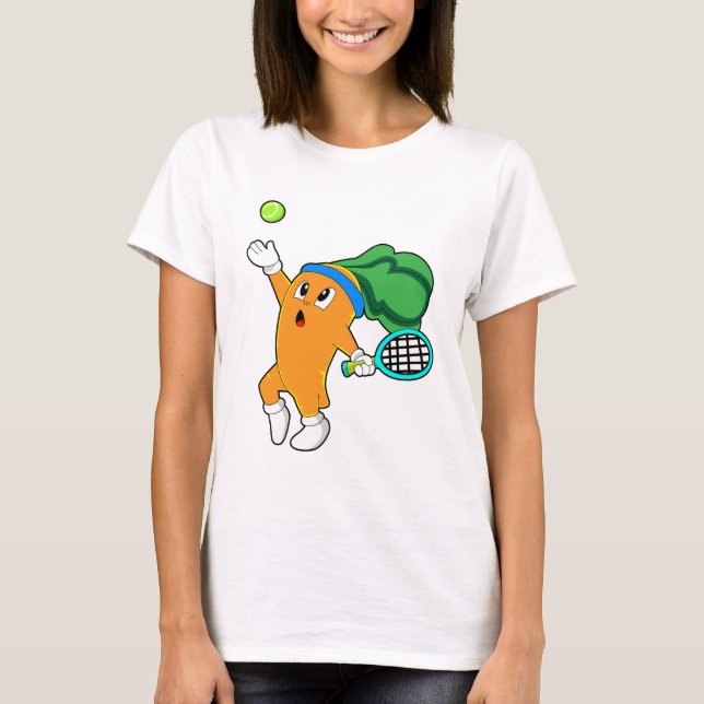 Carrot im Tennis mit Tennisschläger T-Shirt (Vorderseite)