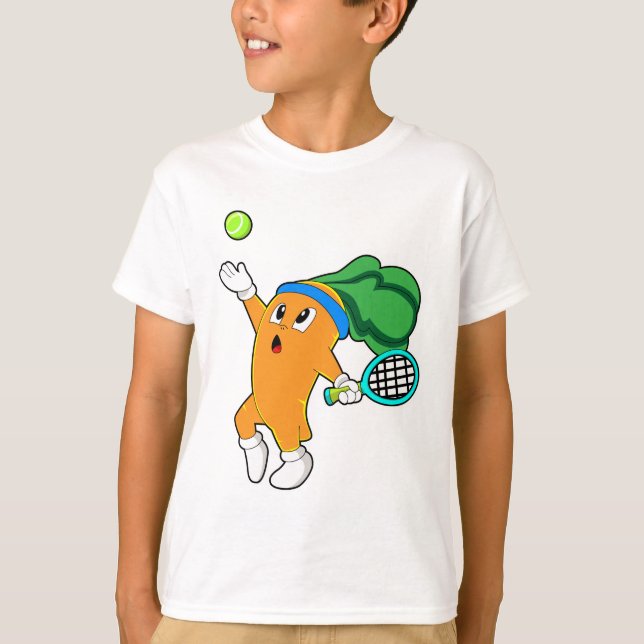 Carrot im Tennis mit Tennisschläger T-Shirt (Vorderseite)
