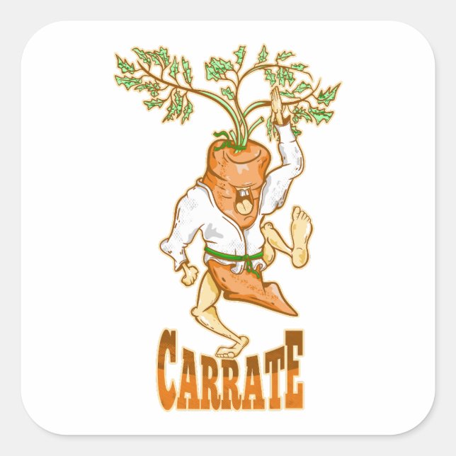 Carrot Karate CARRATE Quadratischer Aufkleber (Vorderseite)