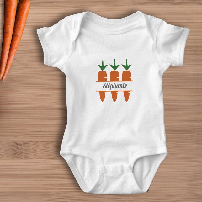 Carrot Monogram Baby Strampler (Carrot Monogram Baby Bodysuit)