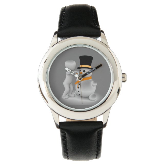 Carrot Nose Snowman Kid's Watch Armbanduhr (Vorderseite)