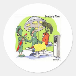 Carrot Operation Funny Medical Cartoon Runder Aufkleber