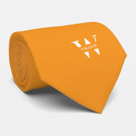 Carrot Orange Color Elegante Monogramm + Name Krawatte