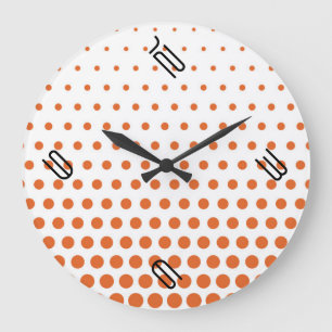 Carrot Orange Polka Dot Modern White Große Wanduhr