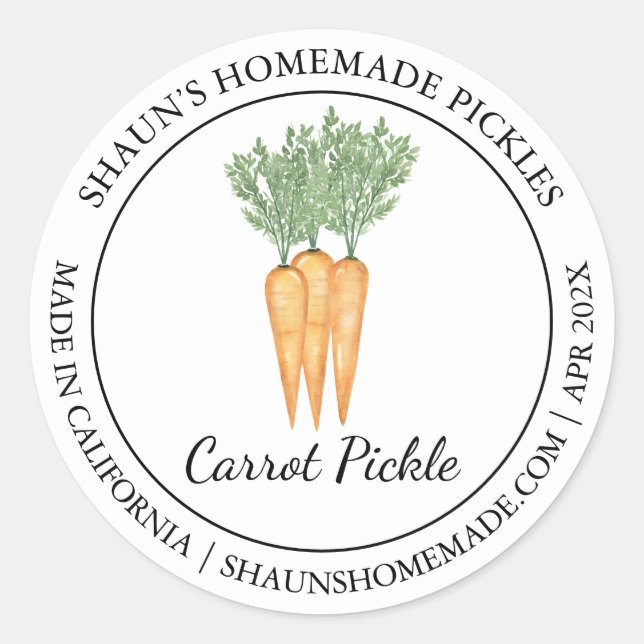 Carrot Pickle Modernes Label Runder Aufkleber (Vorderseite)