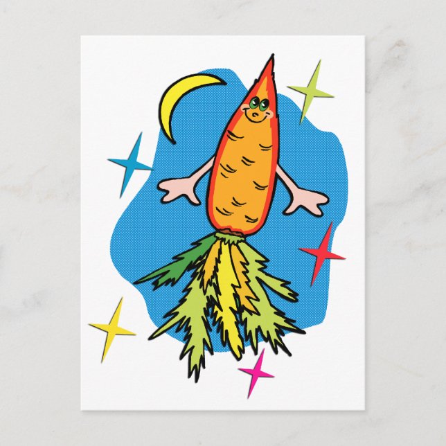 Carrot Rocket Ship Funny Postcard Postkarte (Vorderseite)