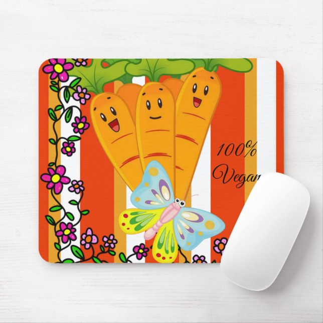 Carrots Butterfly Stripe Maus Pad! Mousepad (Mit Mouse)
