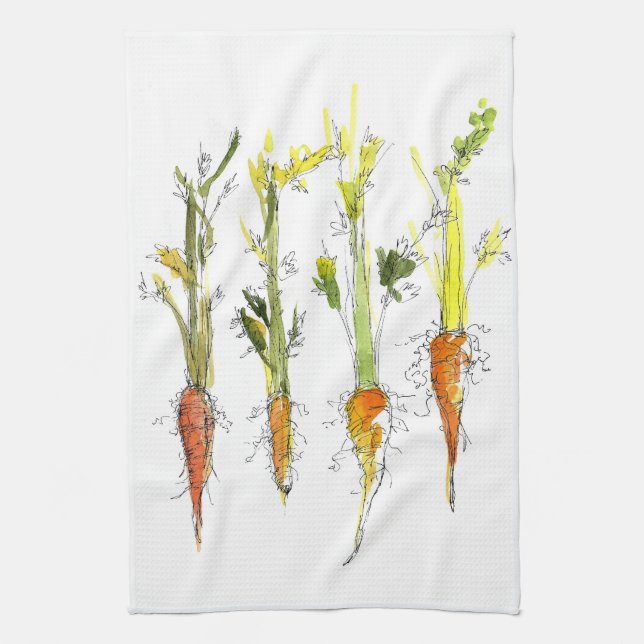 Carrots Gemüsegarten Illustration Küche Handtuch (Vertikal)