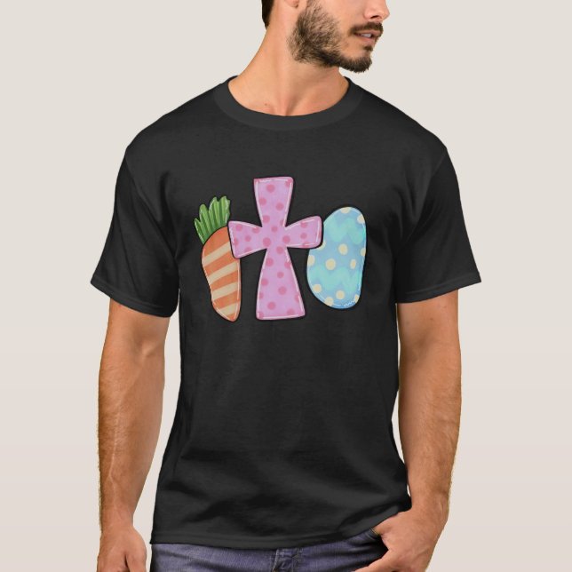 Carrots Leopard Bunny Hunt Egg Cross Christian Eas T-Shirt (Vorderseite)