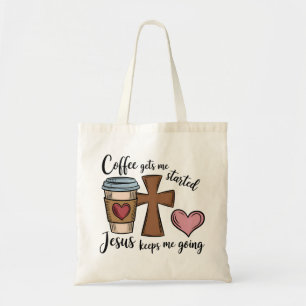 Carry Faith and Coffeine: Kaffee & Jesus Tote Tasc Tragetasche