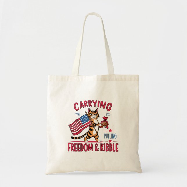 Carry Freedom & Kibble - Patriotic Cat Tote Bag Tragetasche (Vorne)