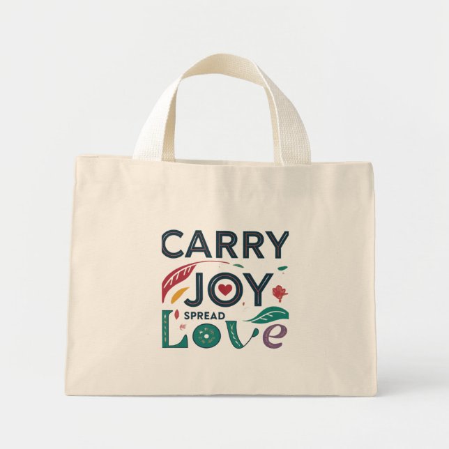 Carry Joy, verbreitet Liebe Tiny Tote Bag Mini Stoffbeutel (Vorne)