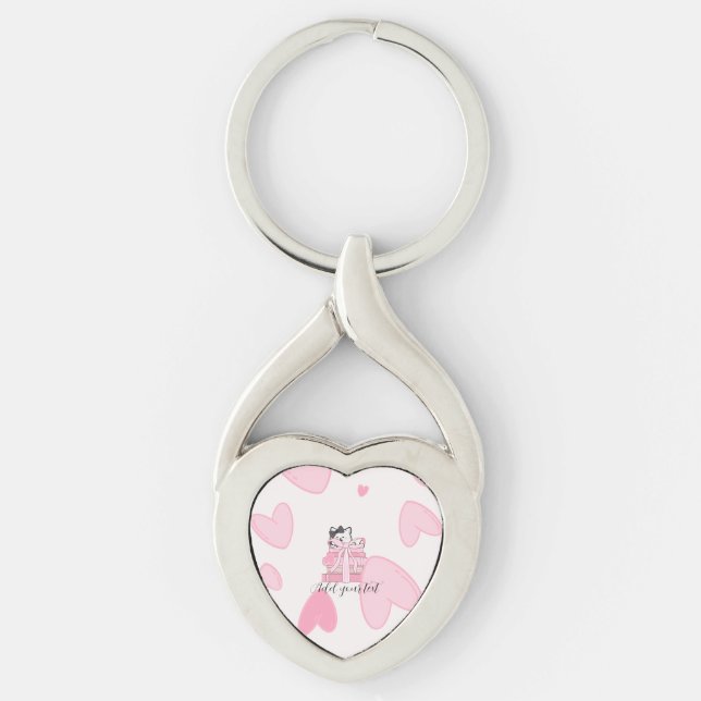 Carry Love & Books – Cat Twisted Heart Keychain Schlüsselanhänger (Vorderseite)