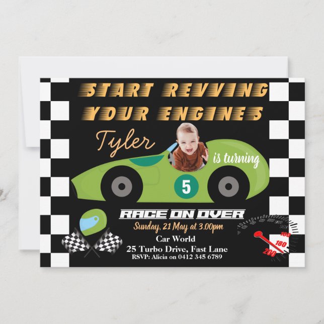 Cars 5th Birthday Boys Einladung (Vorderseite)