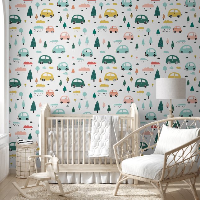 Cars Baby Boy Nahtloses Pattern Kinderzimmer Room Tapete (Kinder)