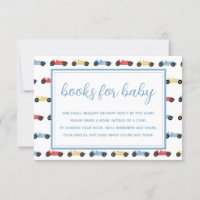 Cars Blue Boy Baby Shower Books For Baby Card