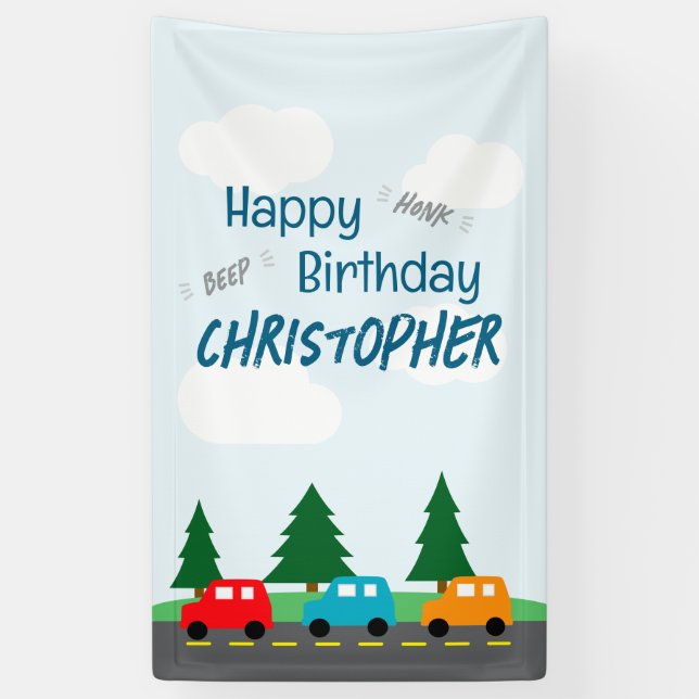 Cars Kids Boy Birthday Banner (Vertikal)