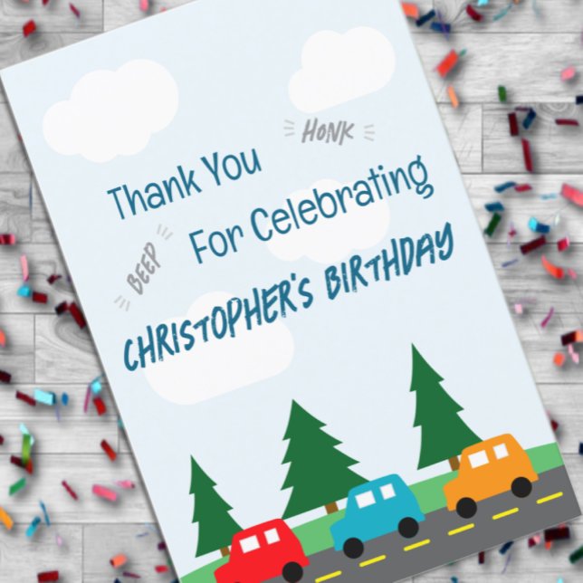 Cars Kids Boy Birthday Dankeskarte (Von Creator hochgeladen)