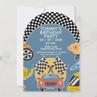 Cars Theme Boy Birthday Invitation Einladung