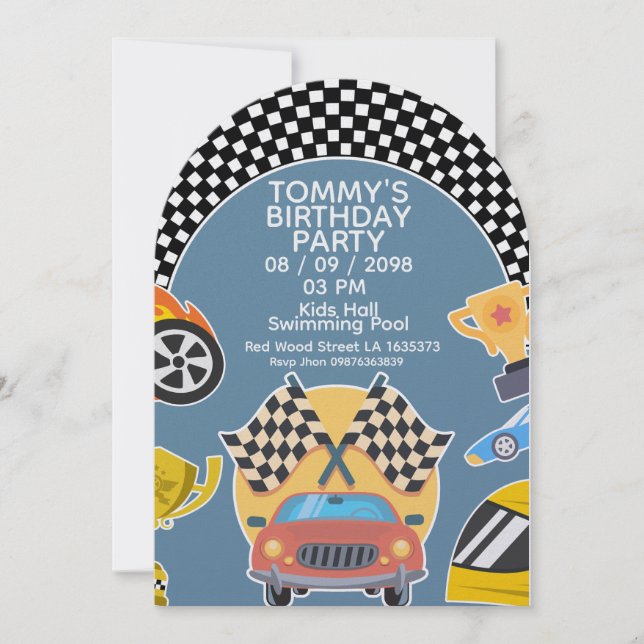 Cars Theme Boy Birthday Invitation Einladung (Vorderseite)
