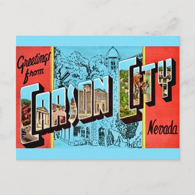 Carson City NV Retro Grußkarte Postkarte (Vorderseite)