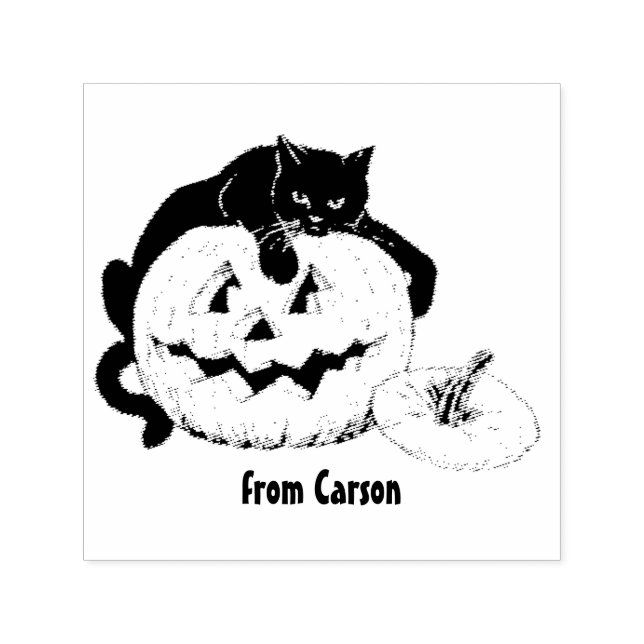 CARSON ~ HALLOWEEN ~ Vintager Katzenkumpin zeichn  Permastempel (Design)