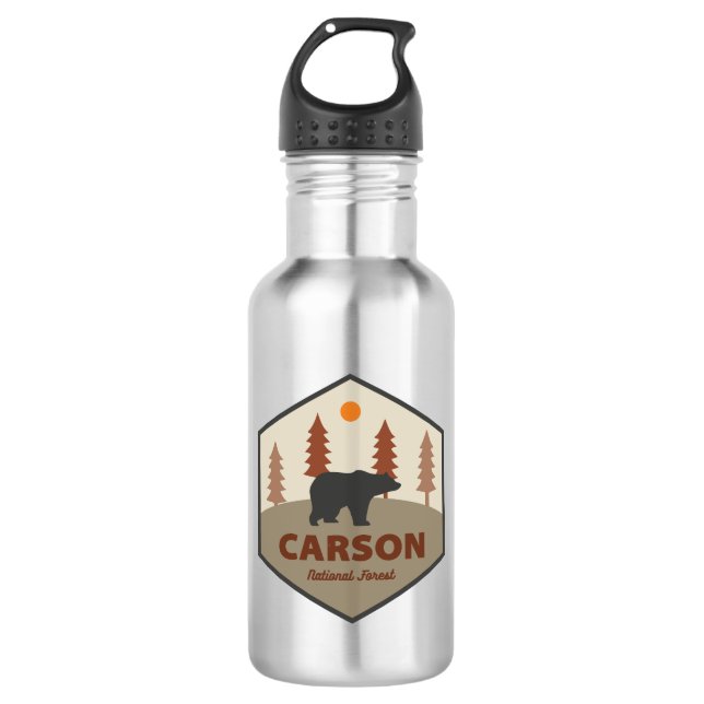 Carson National Forest New Mexico Bear Edelstahlflasche (Vorderseite)