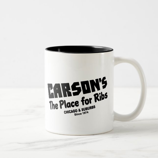 Carson's, der Ort für Ribs, Chicago und Vororte. Zweifarbige Tasse (Rechts)