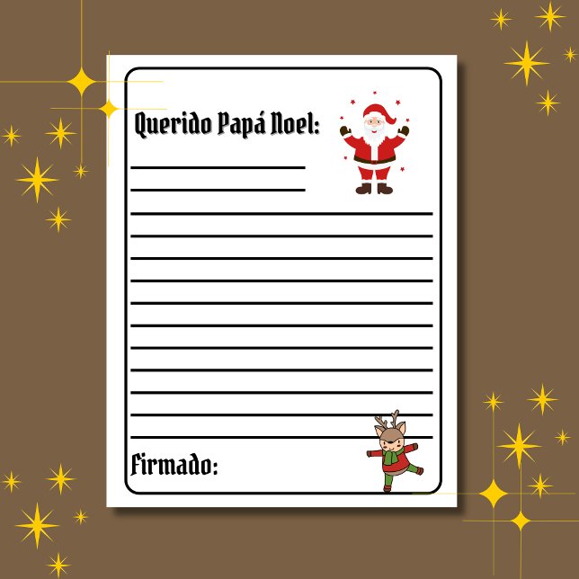 Carta Para Papá Weihnachten Weißer Brief an den We (White Spanish letter to Santa for Christmas, Custom text, name & personalized. Multilingual Project)
