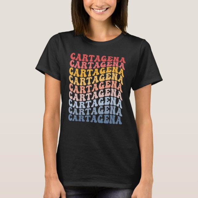 Cartagena City Groovy Retro T-Shirt (Vorderseite)