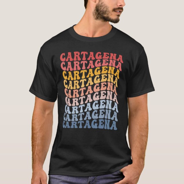 Cartagena City Groovy Retro T-Shirt (Vorderseite)
