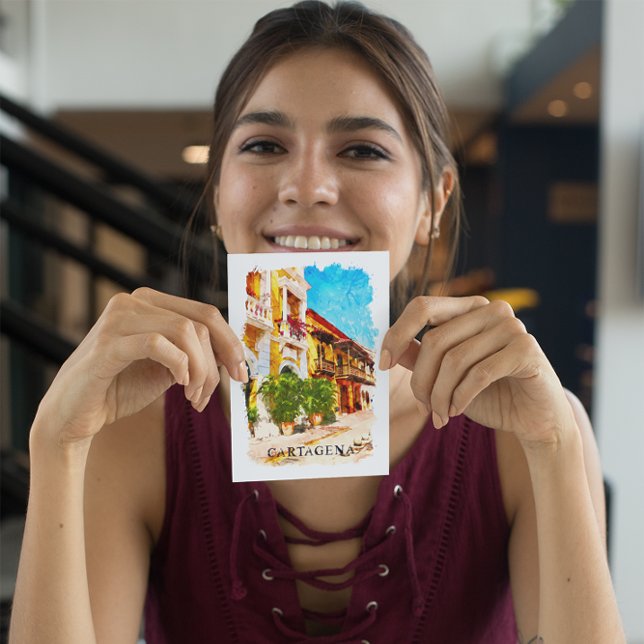 Cartagena Colombia Vintage Travel Postkarte (cartagena colombia vintage watercolor city postcard)