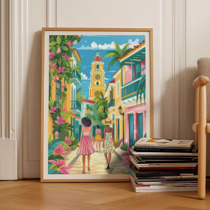 Cartagena Druck Kolumbien Illustration Cartagena  Poster