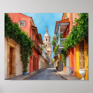 Cartagena Kolumbien Aquarell Poster
