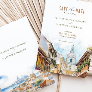 Cartagena Kolumbien Skyline Reise Save-the-Date Einladung