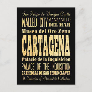 Cartagena Stadt Kolumbien Typografie Kunst Postkarte