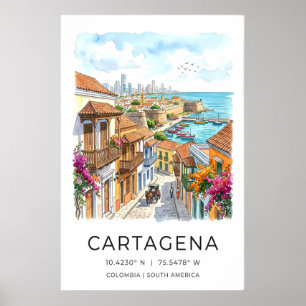 Cartagena-Tuschezeichnung Druck, blühende Reben Poster