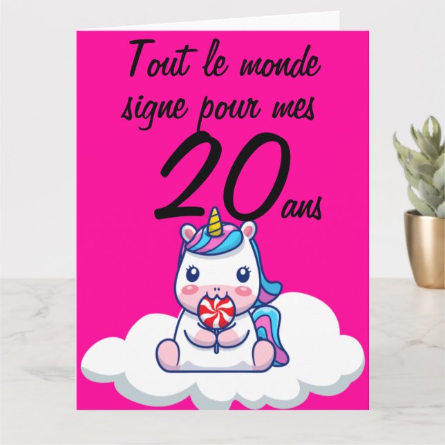 Carte anniversaire 20 ans grand format licorne xxl karte (Kleine Pflanze)